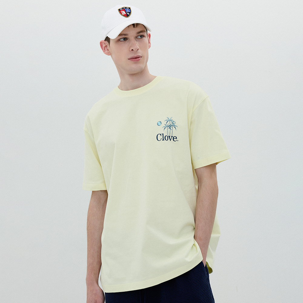 25SS clove] Palm Tree Graphic T-shirt (Yellow) - 감도 깊은
