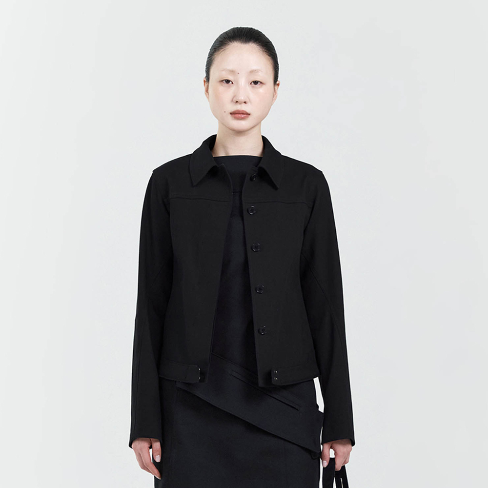 TYPESERVICE ♥ Striped Ruffled Strap Jacket/追跡付 Striped Ruffled Strap Jacket [Black] - 감도 깊은 취향 셀렉트