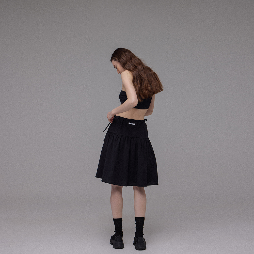 CUT OUT FRILL SKIRT (BLACK) - 감도 깊은 취향 셀렉트샵 29CM
