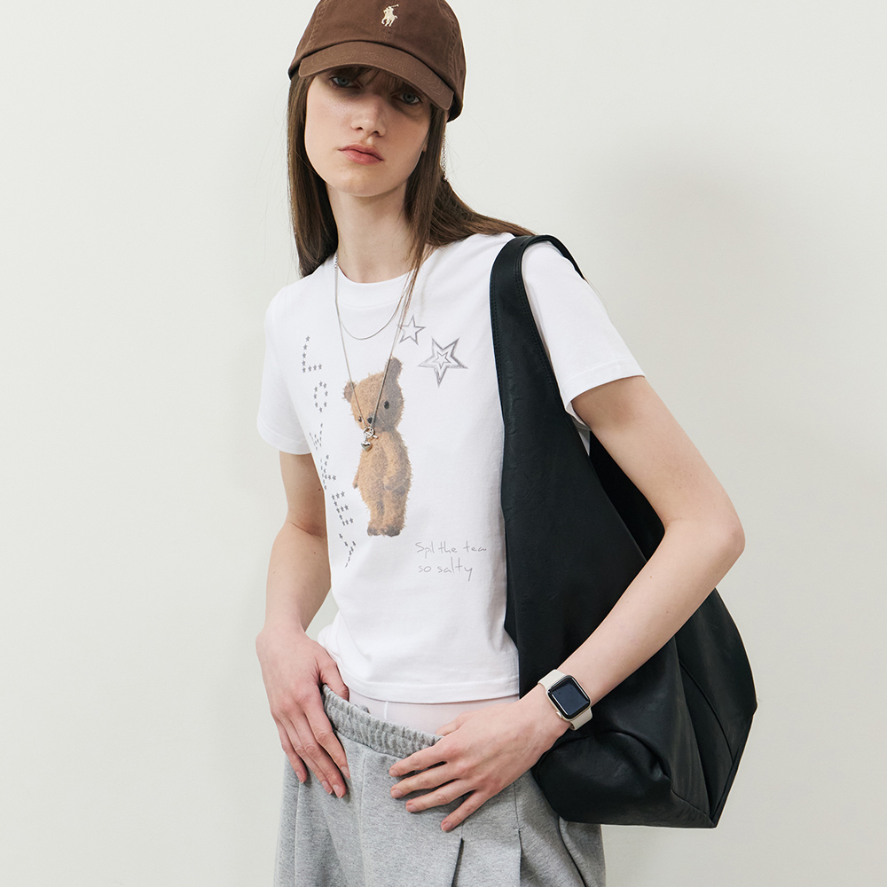 ★ MARRON EDITION★ 25 Summer Ivory Teddy Bear TShirt 25 Su 25 Summer_ Ivory Teddy Bear T-Shirt - 감도 깊은 취향 셀렉트