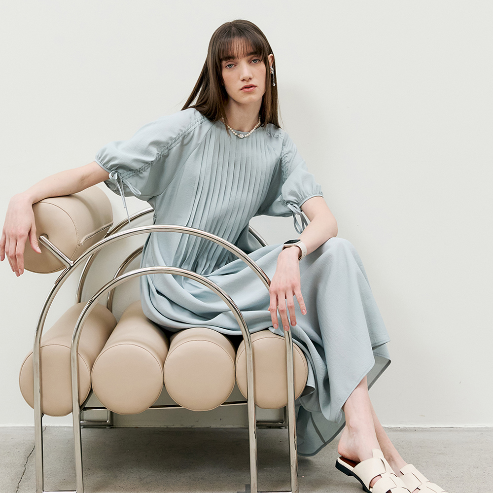 ★ MARRON EDITION★  25 Summer_ Navy Pintuck Dress FLOWY PINTUCK DRESS – Copper Penny