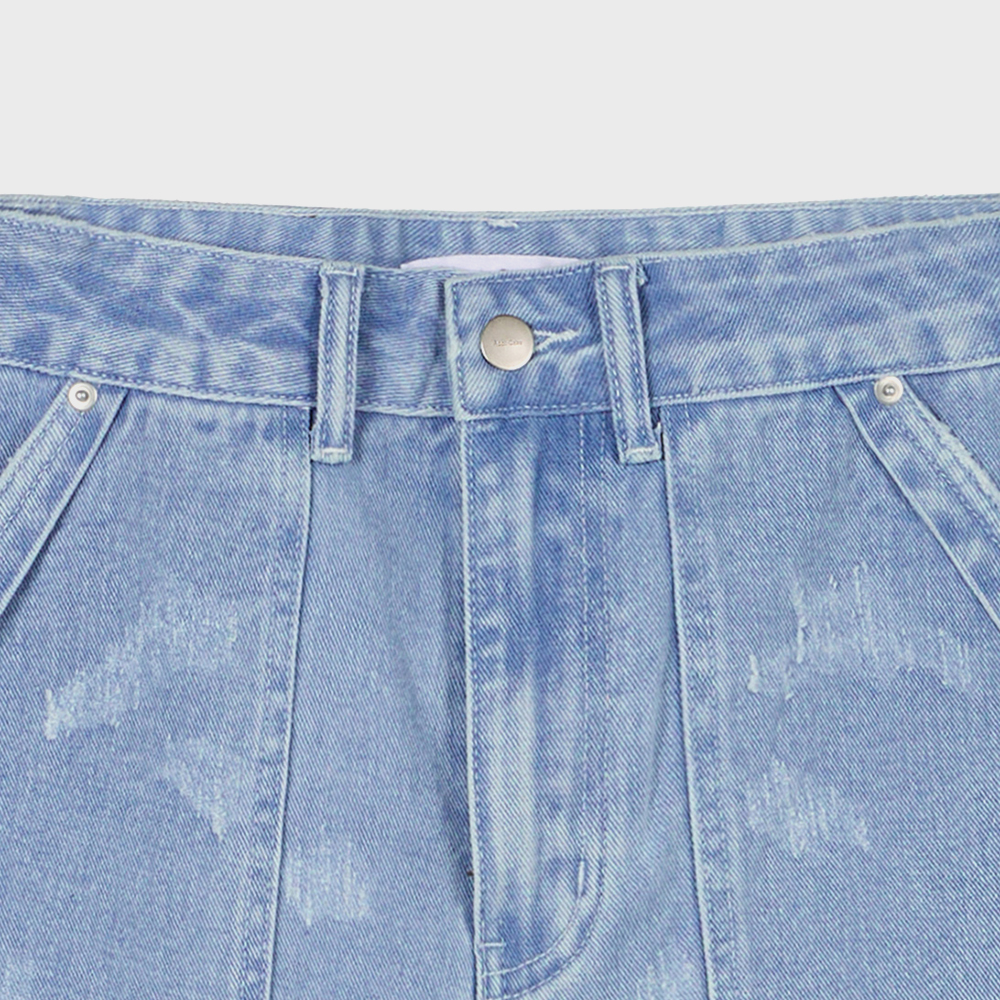 デニム・ジーパン Damaged Bermuda Denim Pants 5BMR0089 Damaged Bermuda Denim Pants - Blue - 감도 깊은 취향 셀렉트샵
