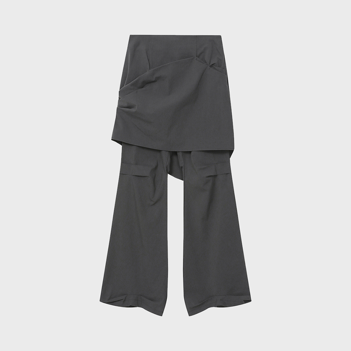 Draped chiton midi skirt pants SET CHARCOAL - 감도 깊은 취향