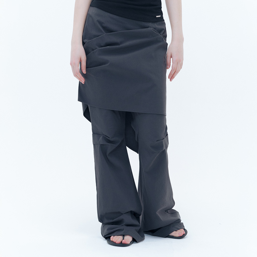★ MISEKI SEOUL★ Draped chiton midi skirt pants SET CHARCO Draped chiton midi skirt pants SET CHARCOAL - 감도 깊은 취향