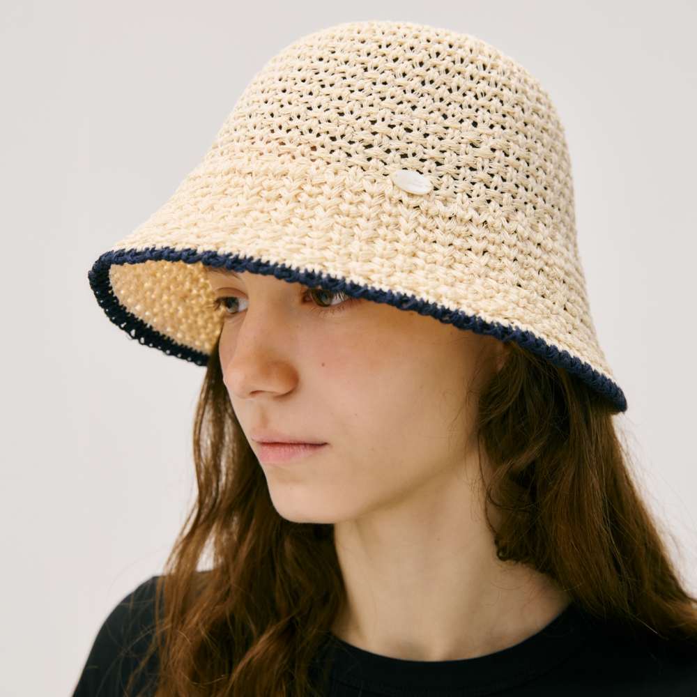 ☆韓国の人気☆【Reinsein】☆Line knit bucket ha.t☆ Amazon | [VARZAR] Stud Logo Summer Knit Bucket Hat Cream