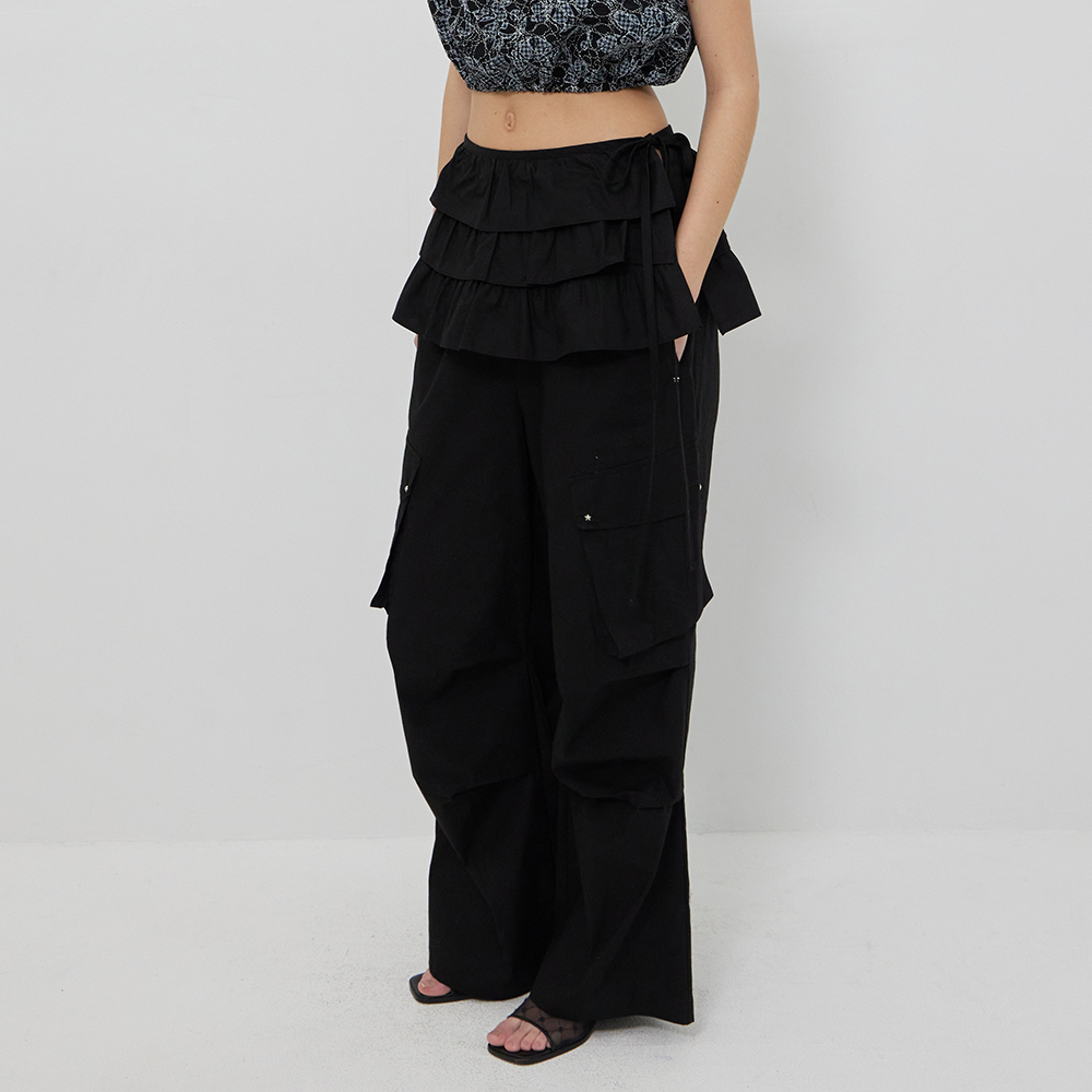 韓国商品/FOGDAWN Frill Layered Skirt Pants Frill Layered Skirt Pants (black) - 감도 깊은 취향 셀렉트샵 29CM