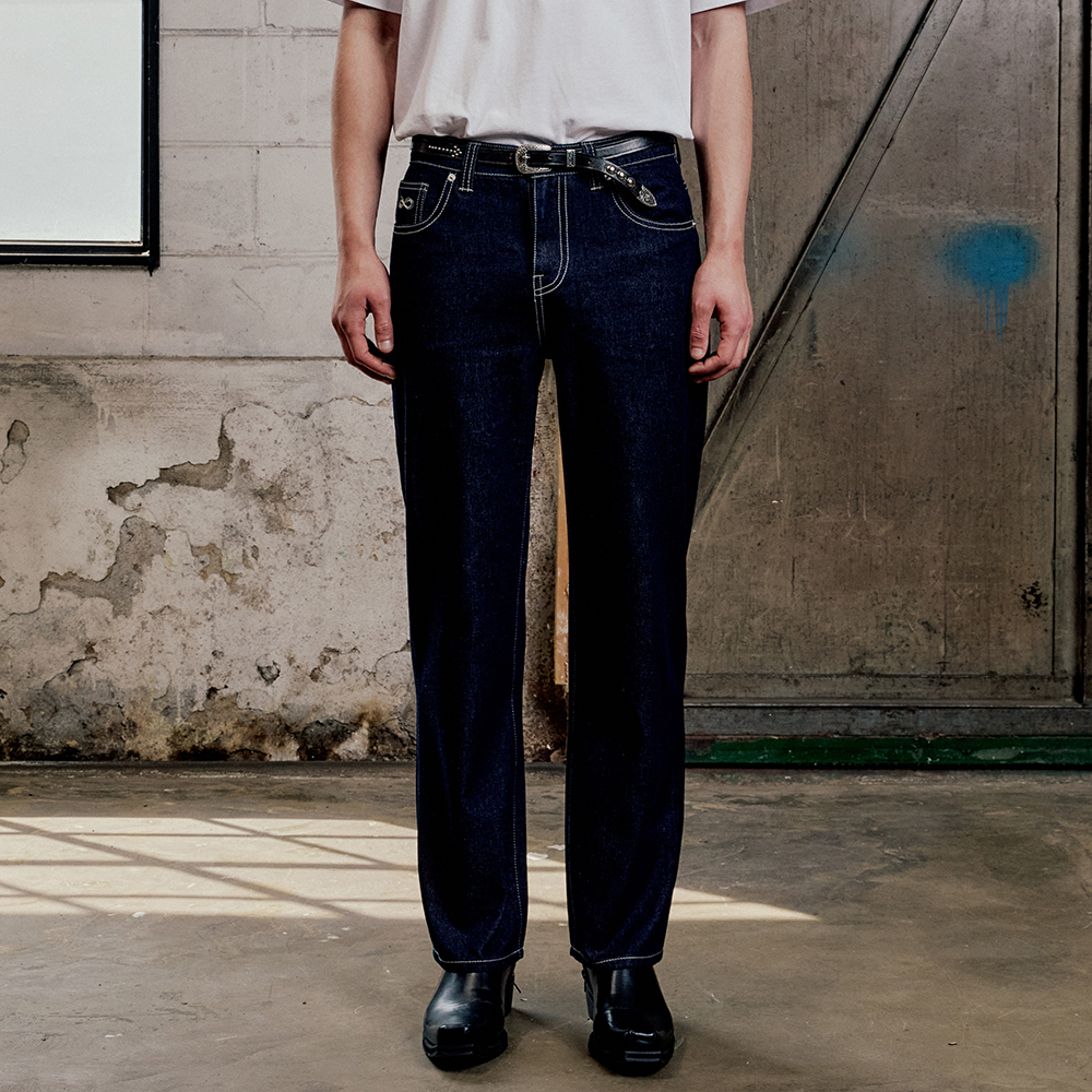 FRAY ORANGE STITCH DENIM PANTS INDIGO - 감도 깊은 취향