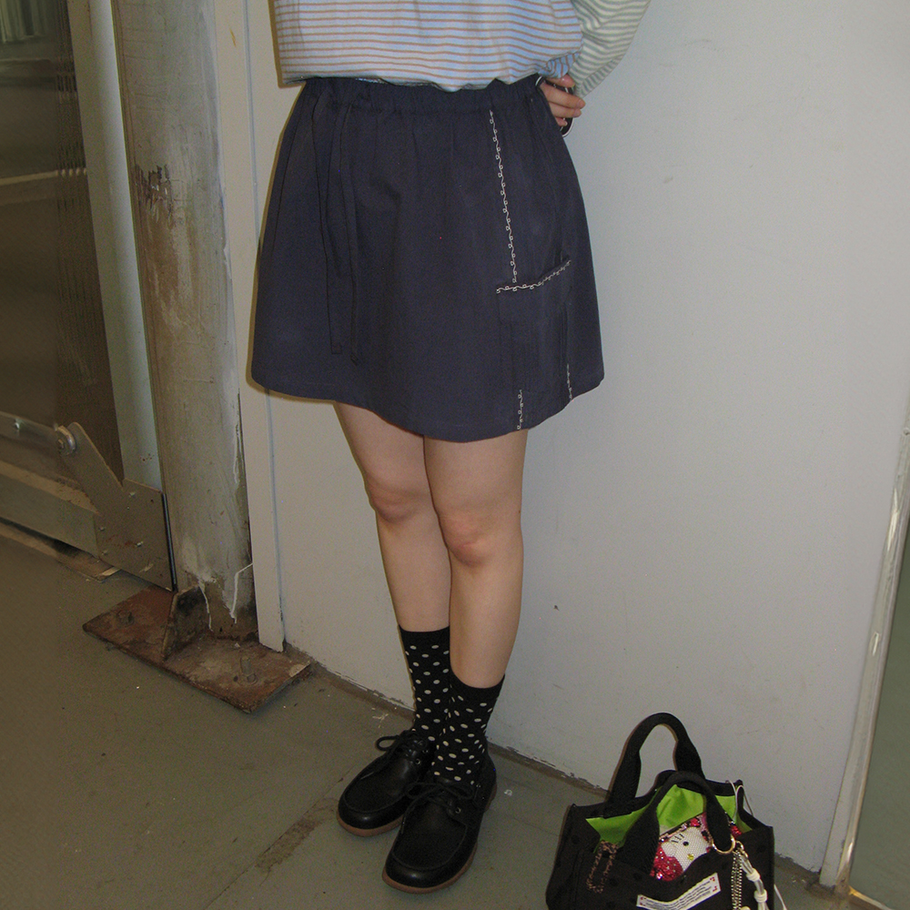 [RONRON] LOVER STITCH POCKET MINI SKIRT TUBE TOP /追跡付 LOVER STITCH POCKET MINI SKIRT TUBE TOP NAVY - 감도 깊은