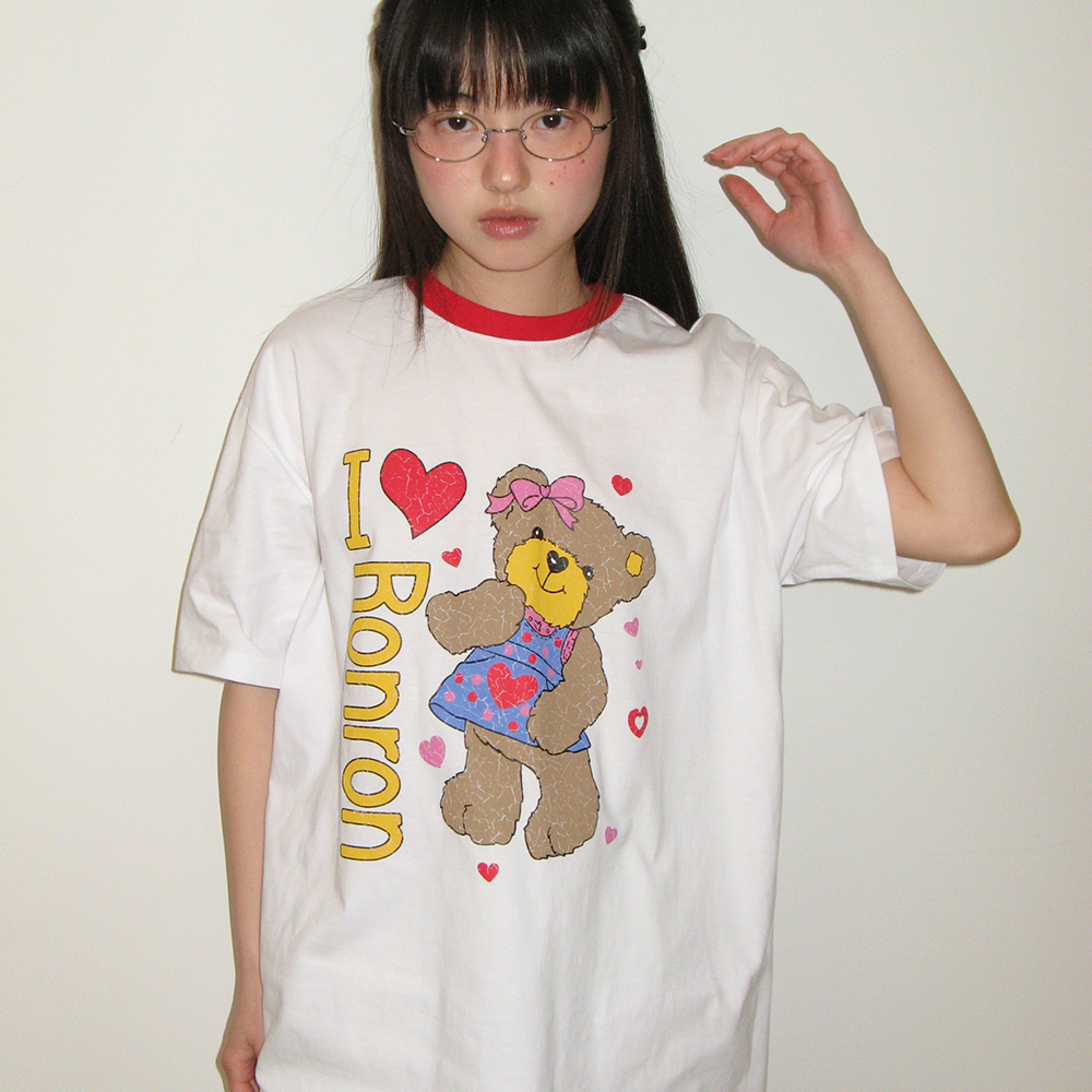 I RR BEAR CRACK OVER FIT T SHIRT WHITE RED - 감도 깊은 취향