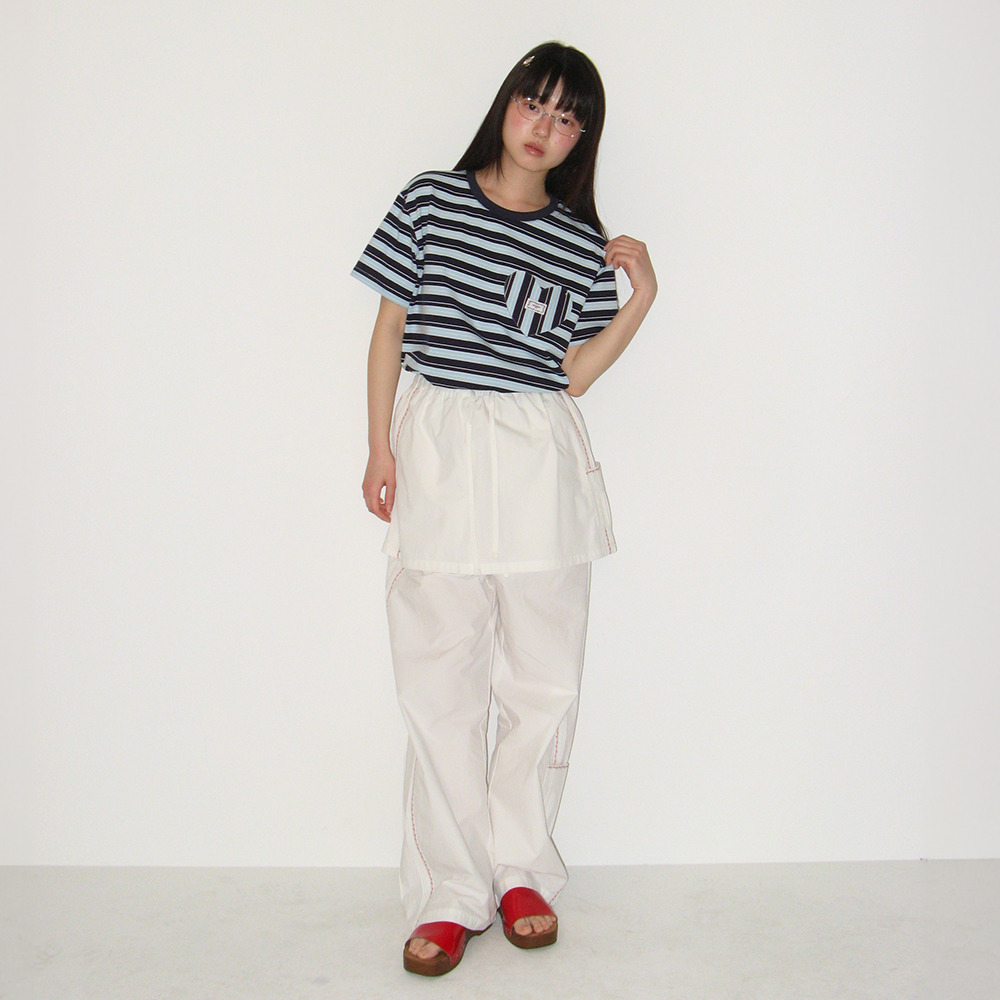 Tシャツ・カットソー RONRON MULTI STRIPE HEART POCKET BASIC FIT T SHIRT NAVY RR25 MULTI STRIPE HEART POCKET BASIC FIT T SHIRT NAVY - RONRON 론론