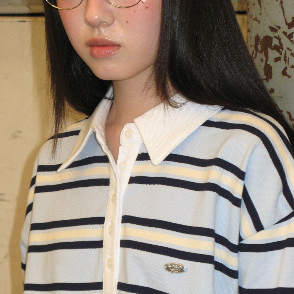STRIPE RUGBY HENRYNECK LONG SLEEVE SKY - 감도 깊은 취향