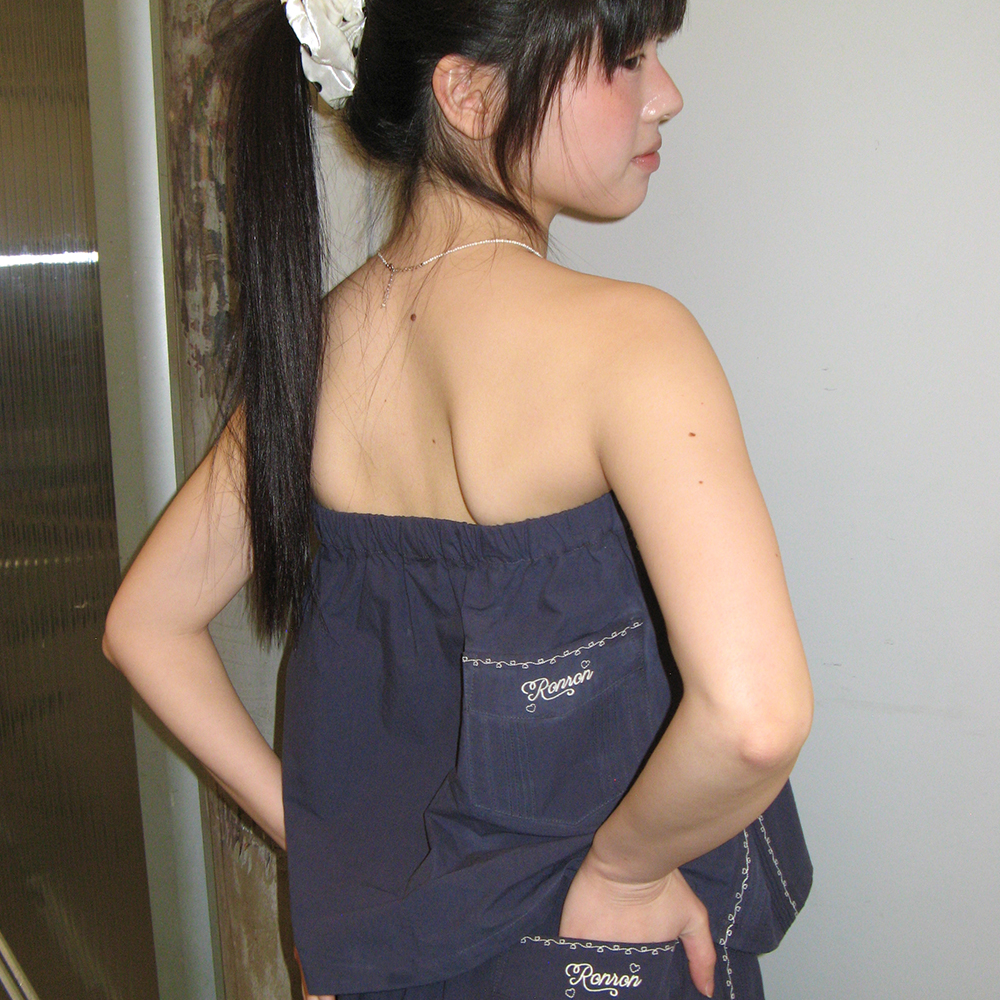 RONRON ♥ LOVER STITCH POCKET MINI SKIRT TUBE TOP LOVER STITCH POCKET MINI SKIRT TUBE TOP NAVY - 감도 깊은