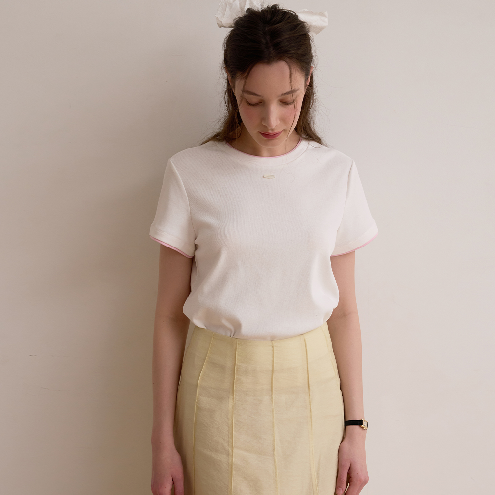 LAYERED BOLERO HALF SLEEVES T-SHIRT WHITE - 감도 깊은 취향