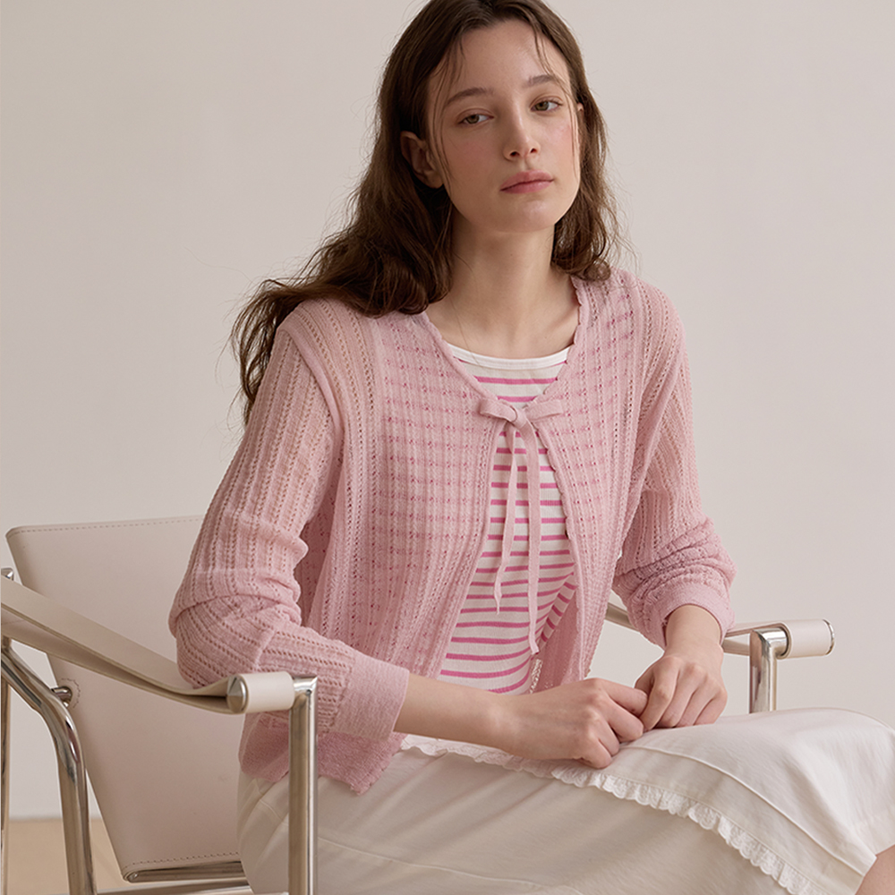 トップス Lacey ribbon cardigan Pink Lacey ribbon cardigan Pink（340227] - Setelan 3 in 1 Blouse