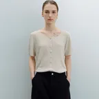Short u-neck knit (natural)