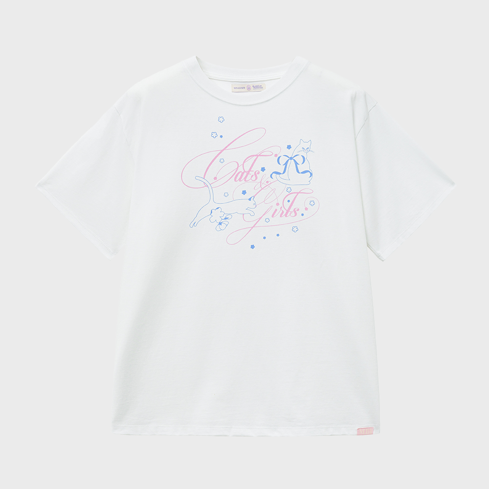 X MINJUKIM] OVERFIT KITTY T-SHIRT - 2 colors - 감도 깊은