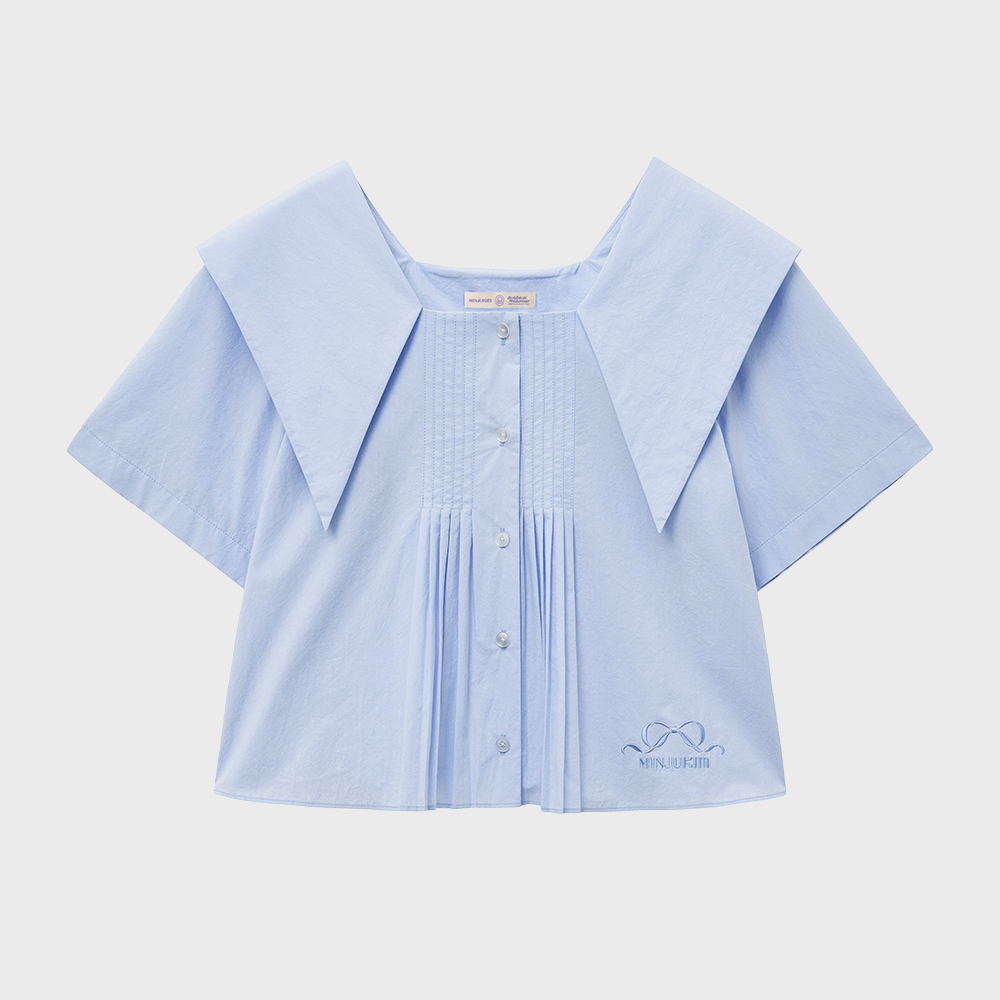 X MINJUKIM] SQUARE NECK PINTUCK SHIRT - 2 colors - 감도 깊은