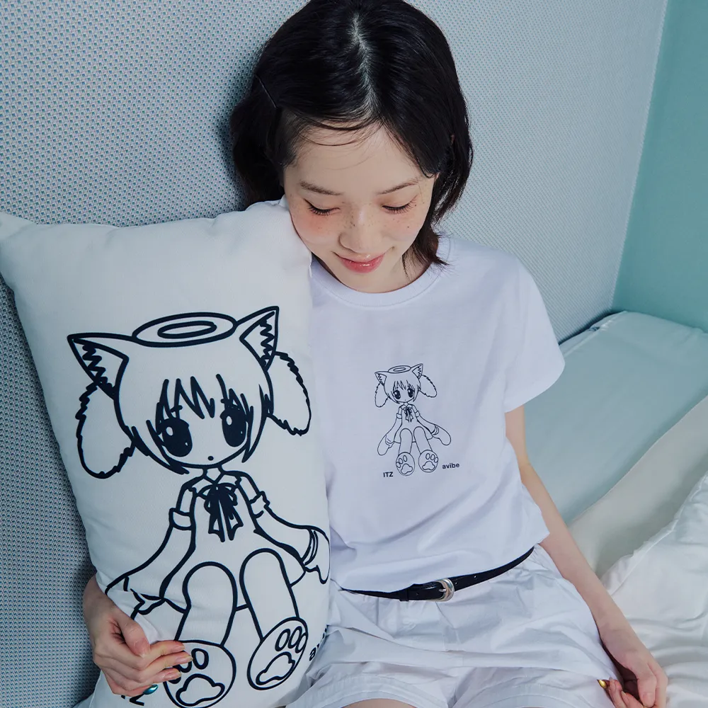 ★ WONDER VISITOR★ Pink HEESU One shoulder Tshirt White m1 Pink HEESU One shoulder T-shirt [White] - 감도 깊은 취향