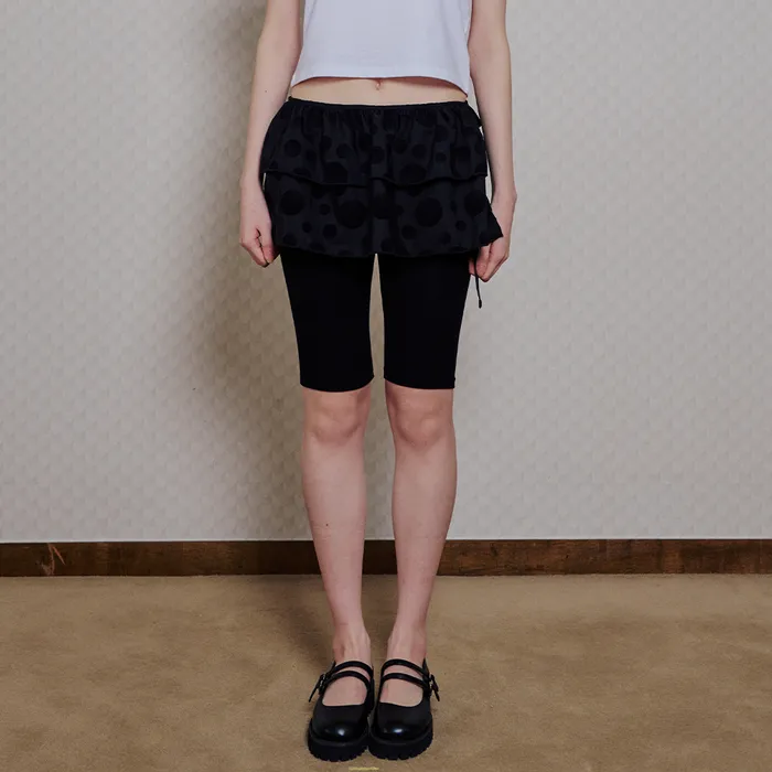 ミニスカート ITZAVIBE BLACK DOTTED LAYERED WRAP SHORT SKIRT 5BMR0045 BLACK DOTTED LAYERED WRAP SHORT SKIRT - 감도 깊은 취향