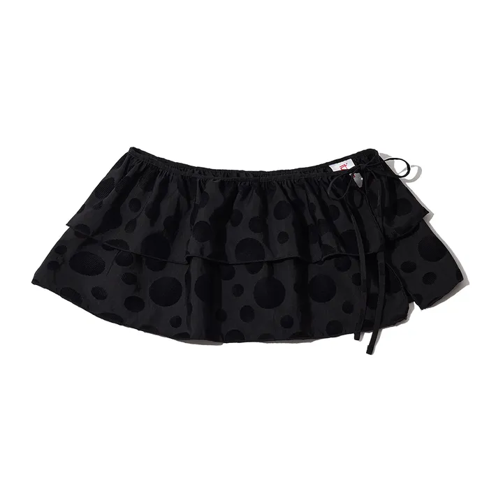 ミニスカート ITZAVIBE BLACK DOTTED LAYERED WRAP SHORT SKIRT 5BMR0045 BLACK DOTTED LAYERED WRAP SHORT SKIRT - 감도 깊은 취향