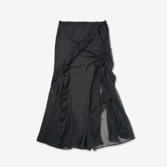 elfelfelfarchives★韓国★人気★SILHOUETTE RUFFLE MAXI SKIRT AE High-Waisted Ruffle Maxi Skirt