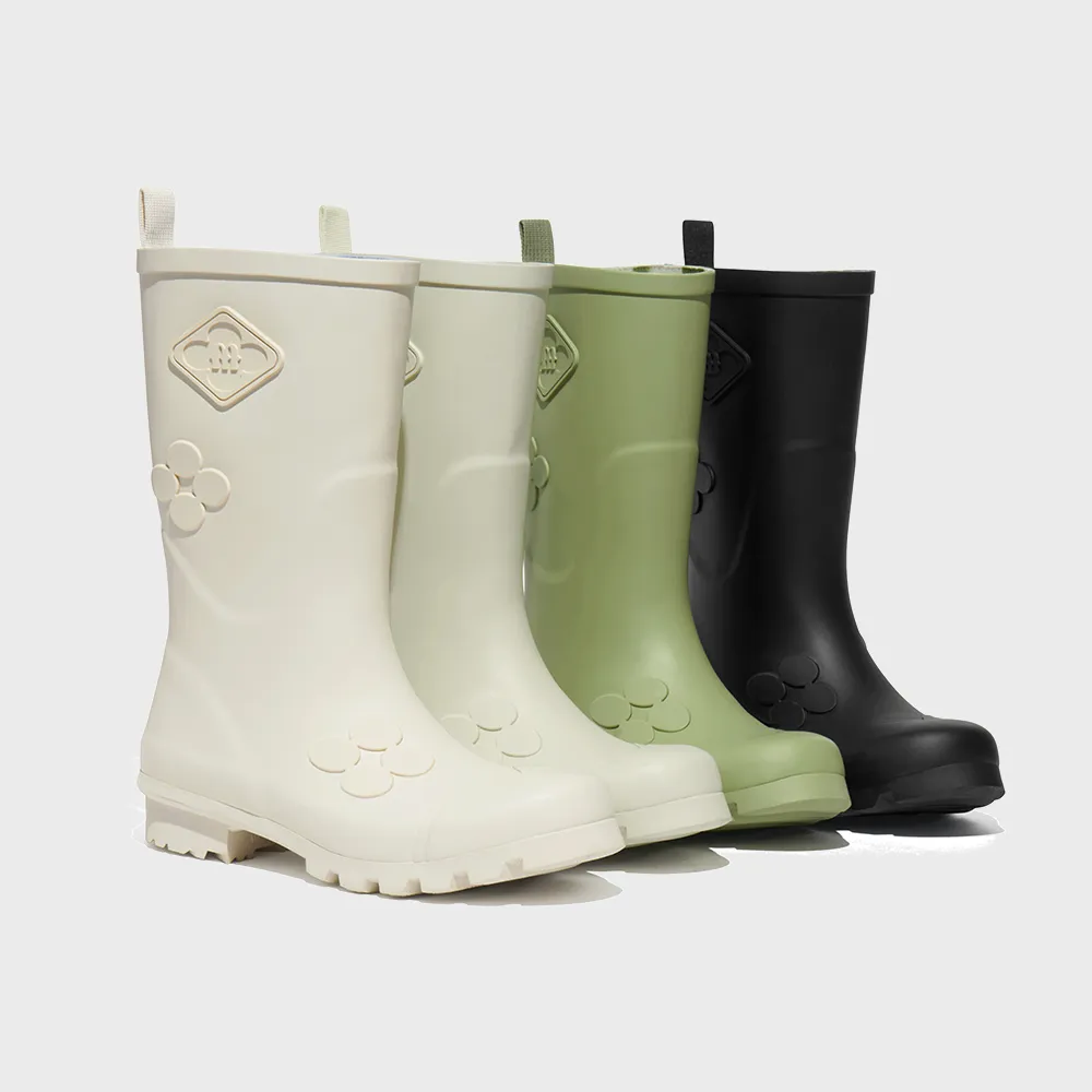 [X MINJUKIM] FLORAL PATCH RAIN BOOTS SHORT - 4 colors