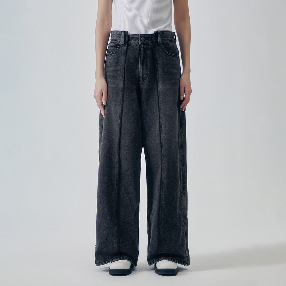 ☆TREEMINGBIRD☆ UTILITY ZIPPER DENIM PANTS Utility Zipper Denim Pants [ Gray ] - 감도 깊은 취향 셀렉트