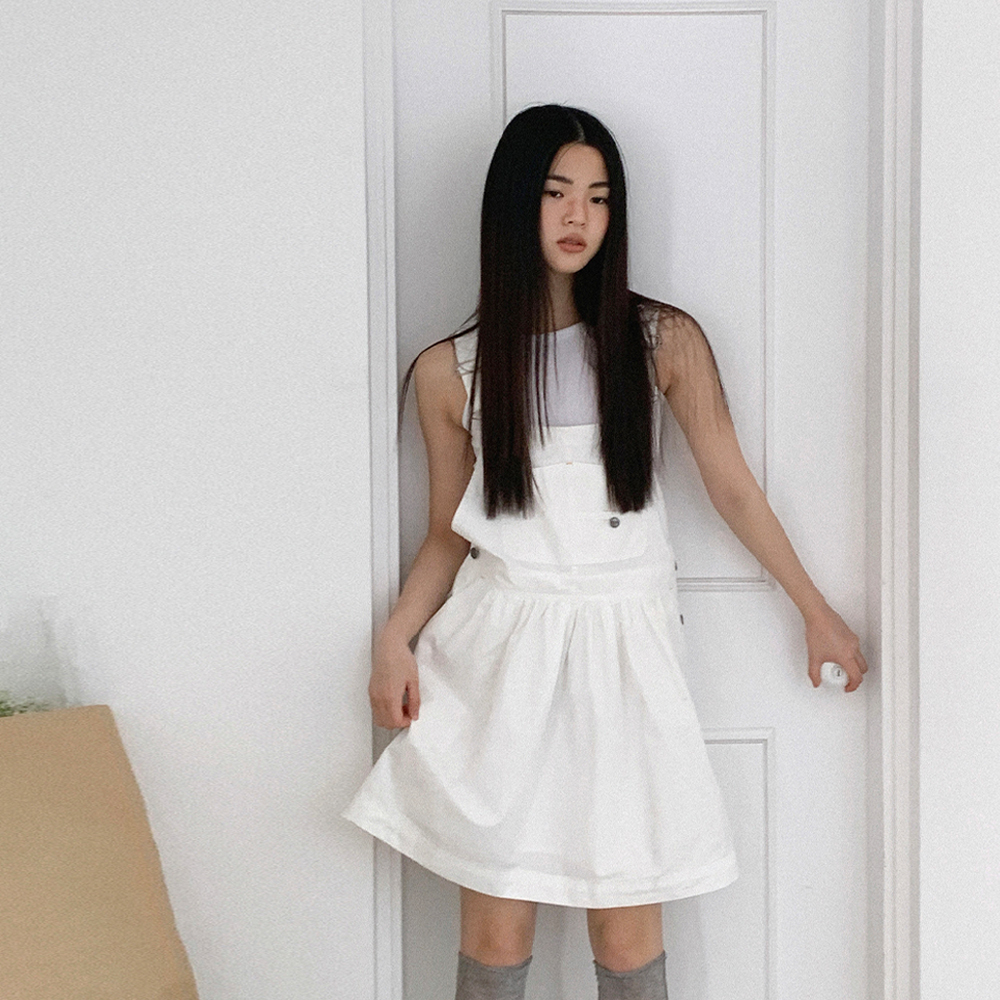 ROUND COLLAR FRILL KANGKANG SHIRT DRESS BLUE STRIPE - 감도