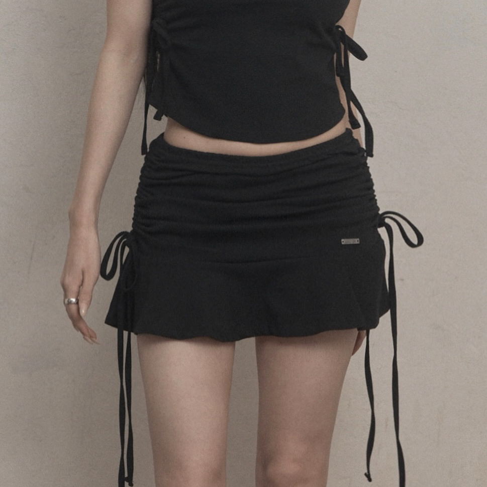 Ribbon Shirring Skirt (black) - 감도 깊은 취향 셀렉트샵 29CM