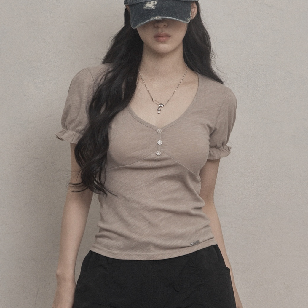 KHAKIPOINT韓国 Puff Slub T-shirt (ivory)