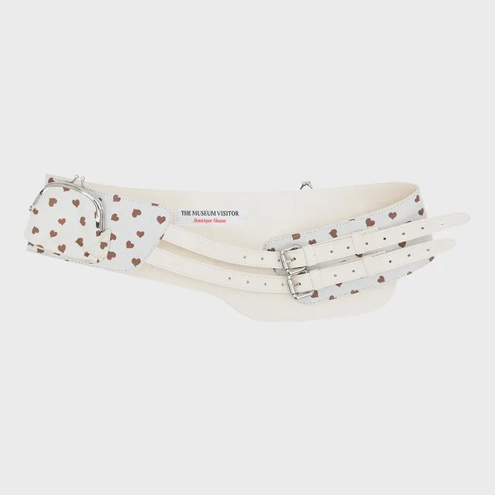 韓国商品/THE MUSEUMVISITOR HEART PRINTED POCKET BELT HEART PRINTED POCKET BELT (IVORY) - 감도 깊은 취향 셀렉트샵 29CM