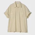 Shadow Stripe Roll Up Half Shirts Beige