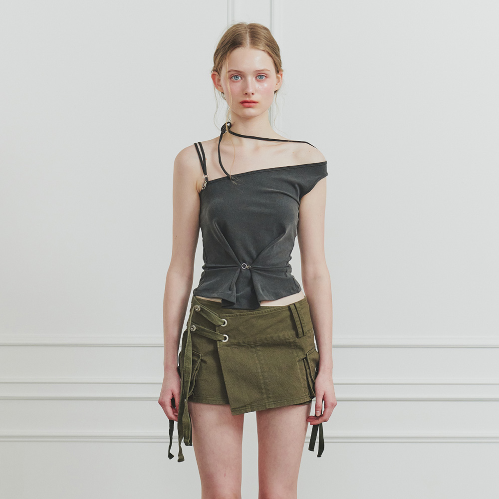 SET] Handmade Twisted Layered Top (FL-118_Charcoal) - 감도