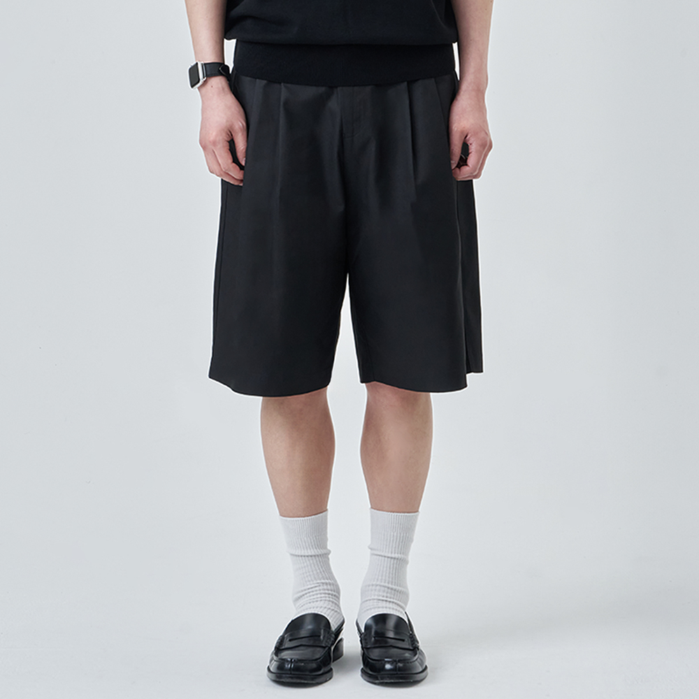 【LA MER MA MAISON】22SS★ COLOR TAG ONE TUCK SHORT LA MER MA MAISON] COLOR TAG ONE TUCK SHORT BLACK - 감도 깊은