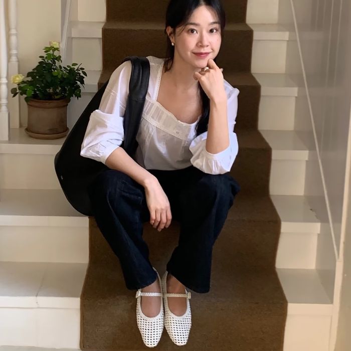 [주미 pick] 25SS 런칭_KM366 핸드메이드 위빙 메쉬 메리제인 플랫 슈즈 l 2Colors