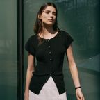 Ribbed Cap Sleeve Cardigan[LMBESUKN277]-3color