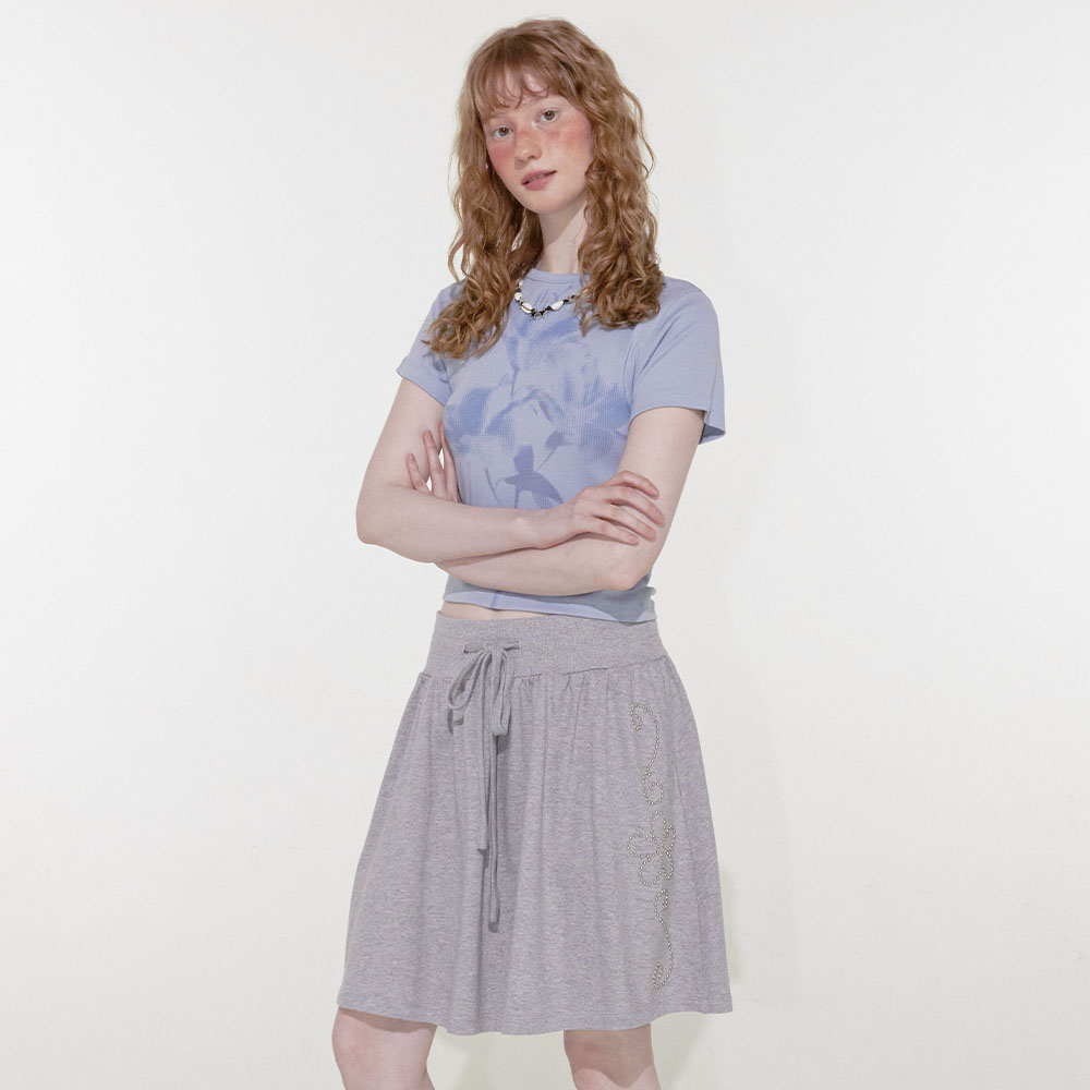 【LOULOUSEOUL】Olivia Shirring Midi Skirt (Mint Gray) Olivia Shirring Midi Skirt (Mint Gray) - 감도 깊은 취향