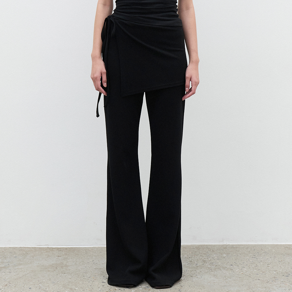 韓国商品/FLARE UP Handmade Twisted Skirt Pants SET] Handmade Twisted Skirt Pants (FL-237_Black) - 감도 깊은