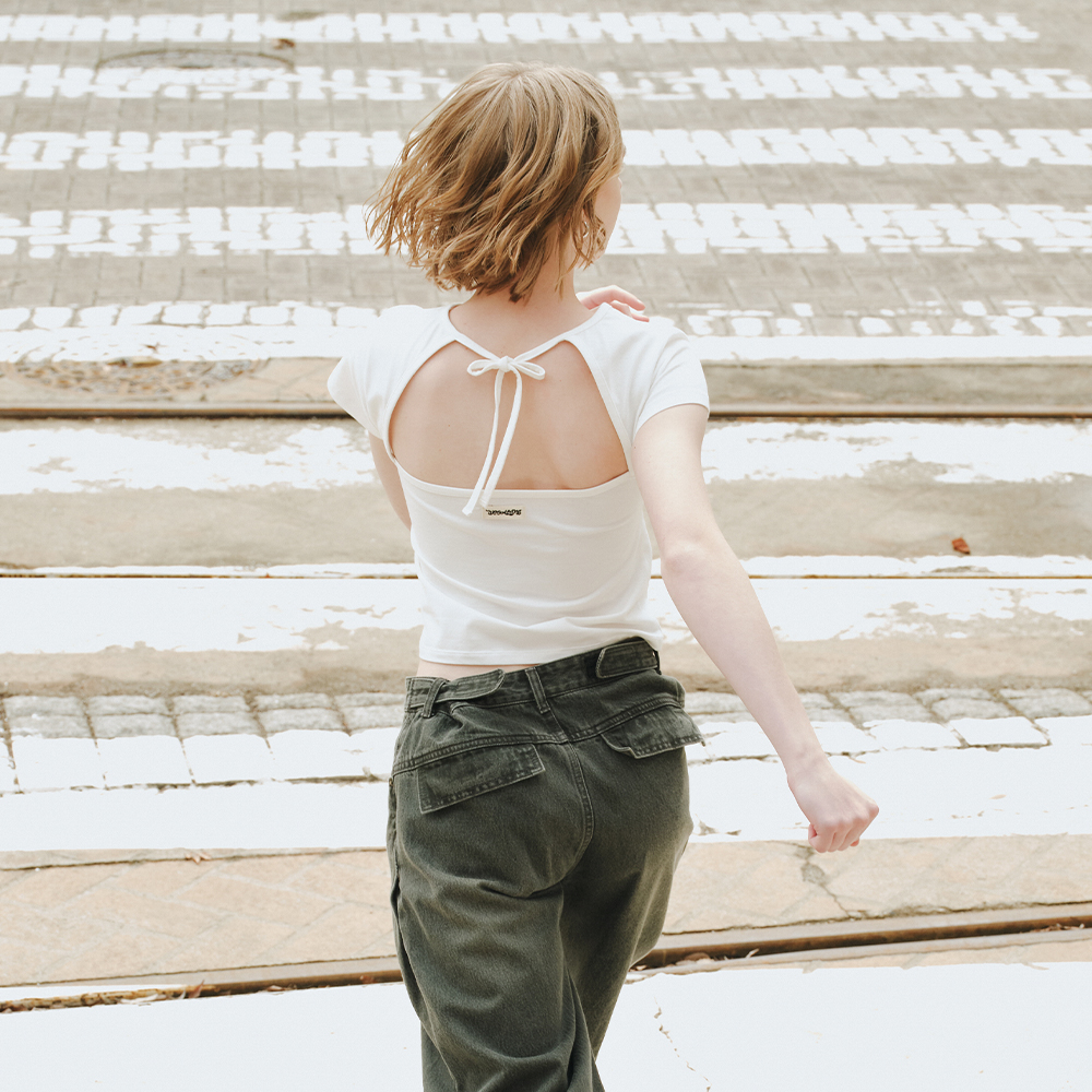 Tシャツ・カットソー WOOALONG Skin Soft Cut-out T-shirt 5FT1578 Skin Soft Cut-out T-shirt - TAN BROWN - 감도 깊은 취향