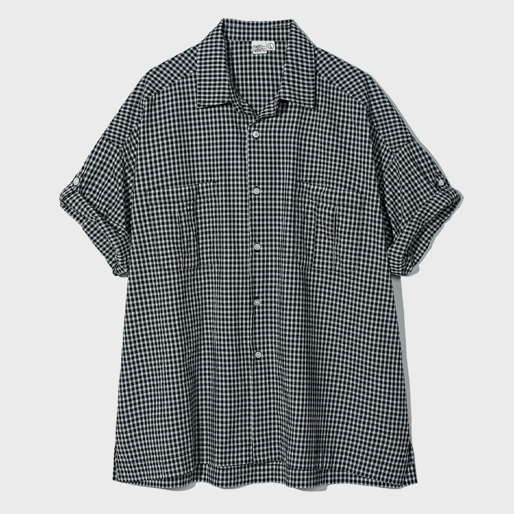 Macdonnell Check Roll Up Half Shirts Green - 감도 깊은 취향