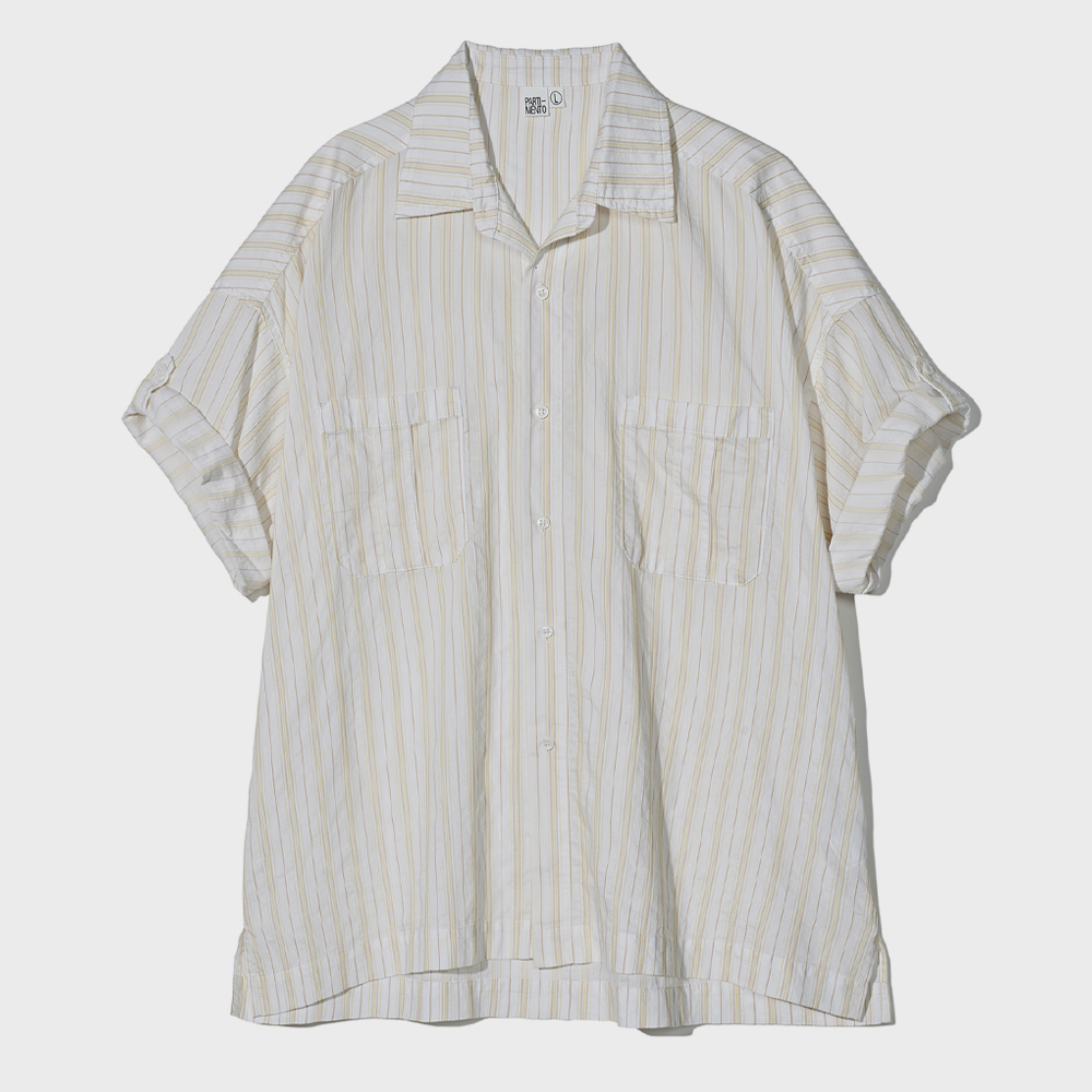 Pin Stripe Roll Up Half Shirts Pink - 감도 깊은 취향 셀렉트