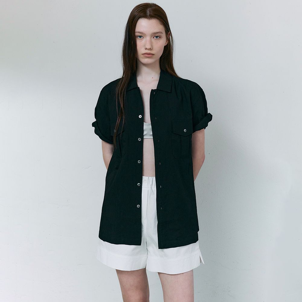 [29CM 단독 7차재입고] wrinkled lapel shirts (black)