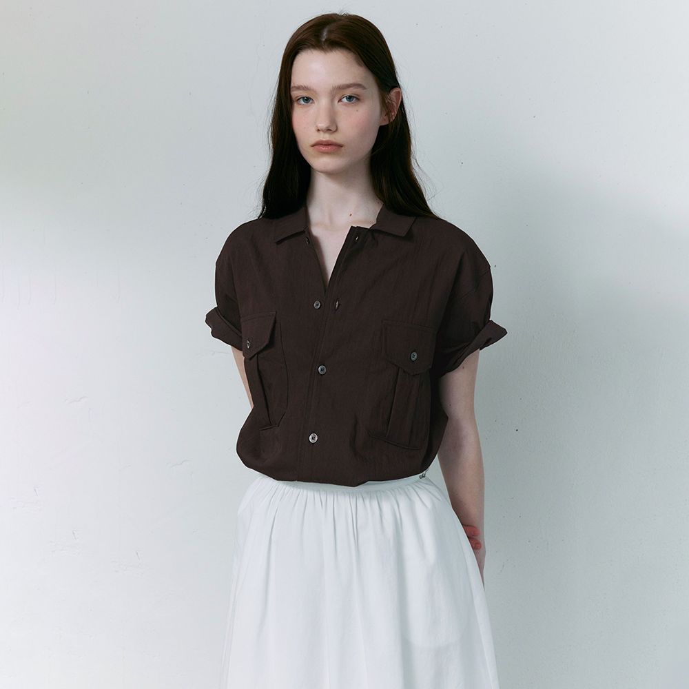 [29CM 단독 12차재입고] wrinkled lapel shirts (brown)
