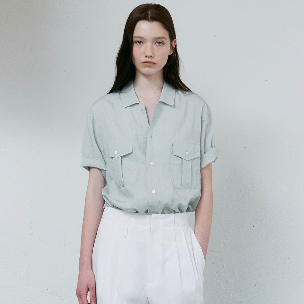 [29CM 단독 8차재입고] wrinkled lapel shirts (mint grey)
