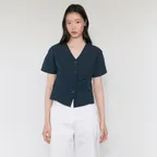 V Neck Shirts Blouse  Navy (KE5560M10R)