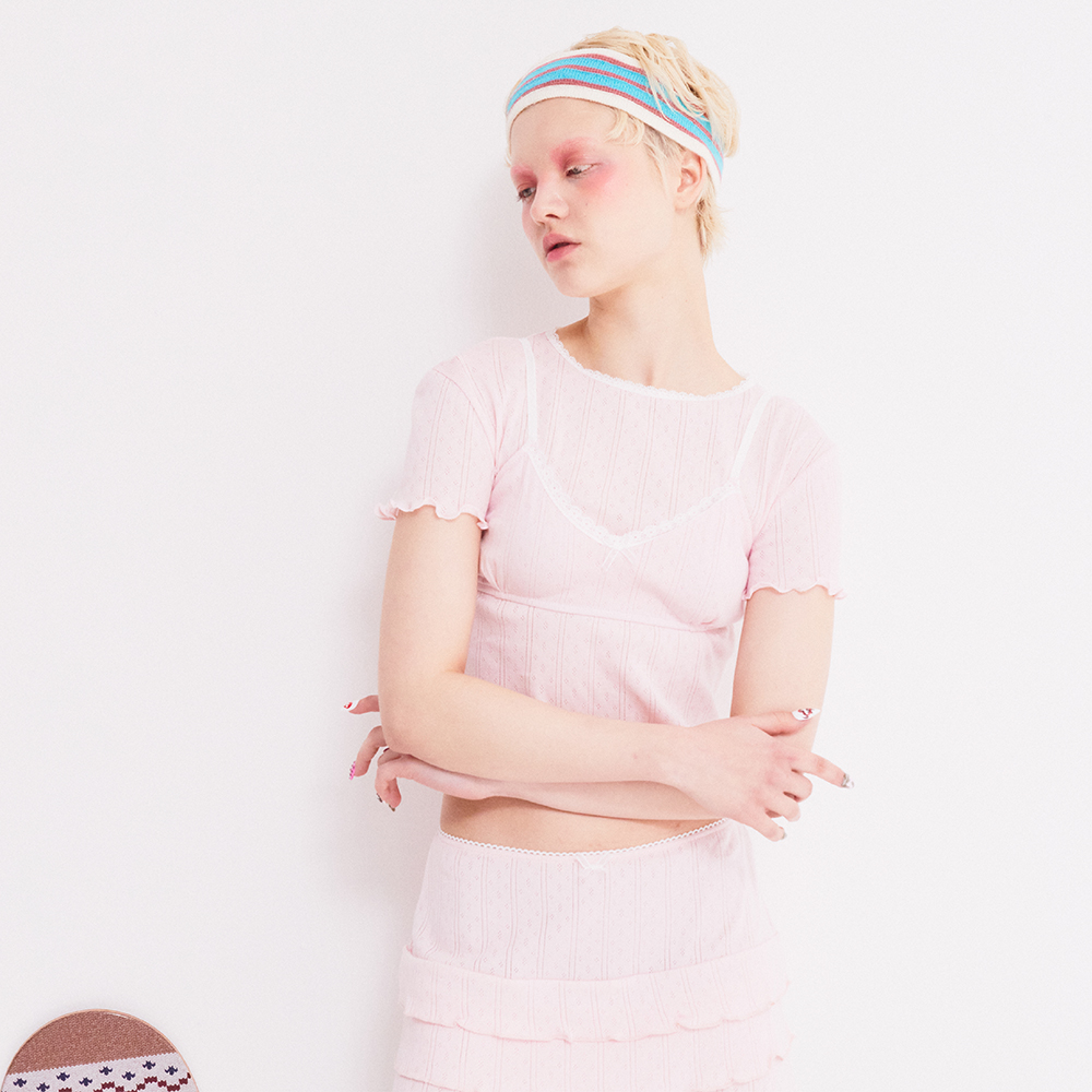 NOFFICIALNOFFICE★韓国★BACK LOGO FRILL T-SHIRT/追跡あり BACK LOGO FRILL T-SHIRT PINK - 감도 깊은 취향 셀렉트샵 29CM