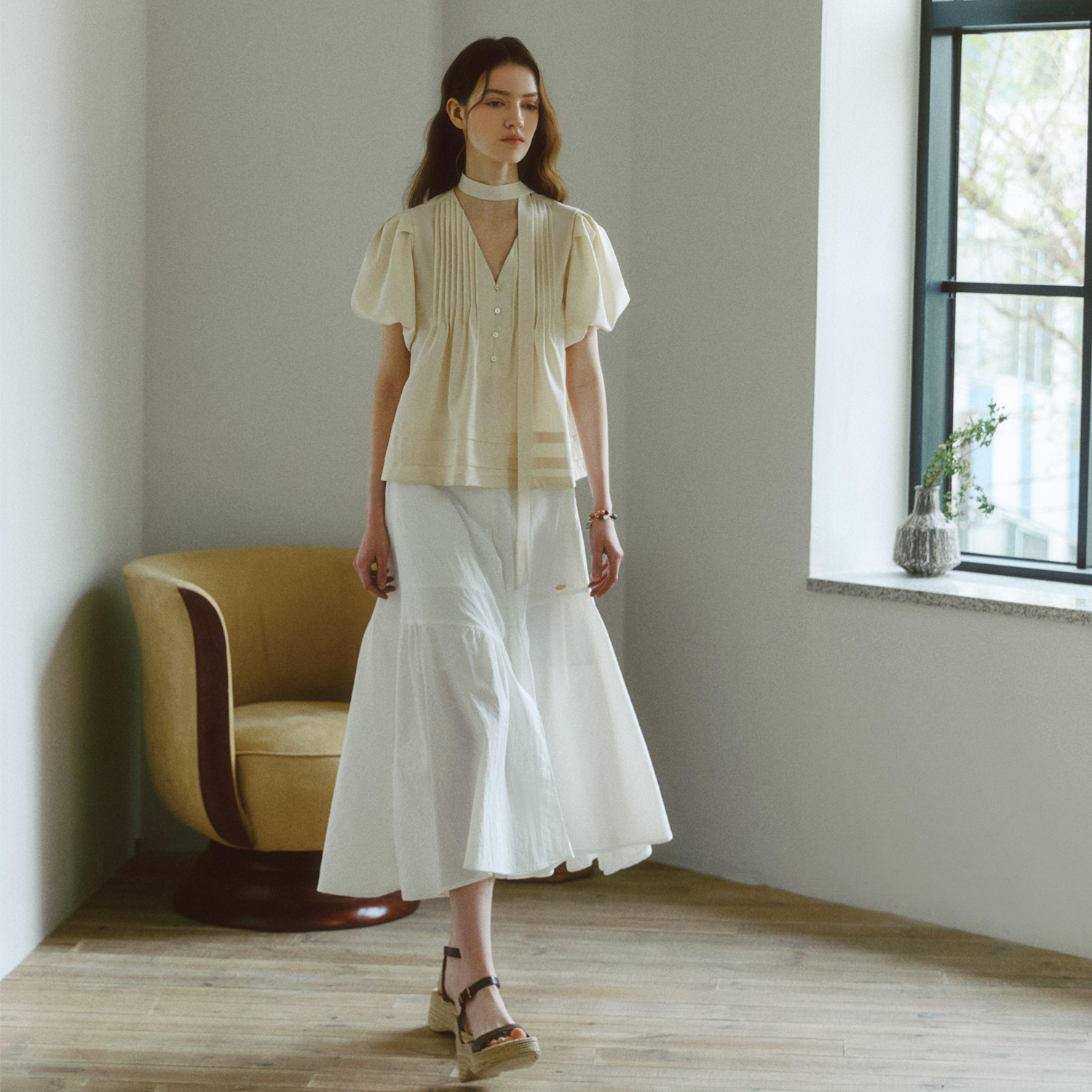 ●FOGDAWN● Star Lace Punching Cancan Skirt (white) Star Lace Punching Cancan Skirt (white) - 감도 깊은 취향