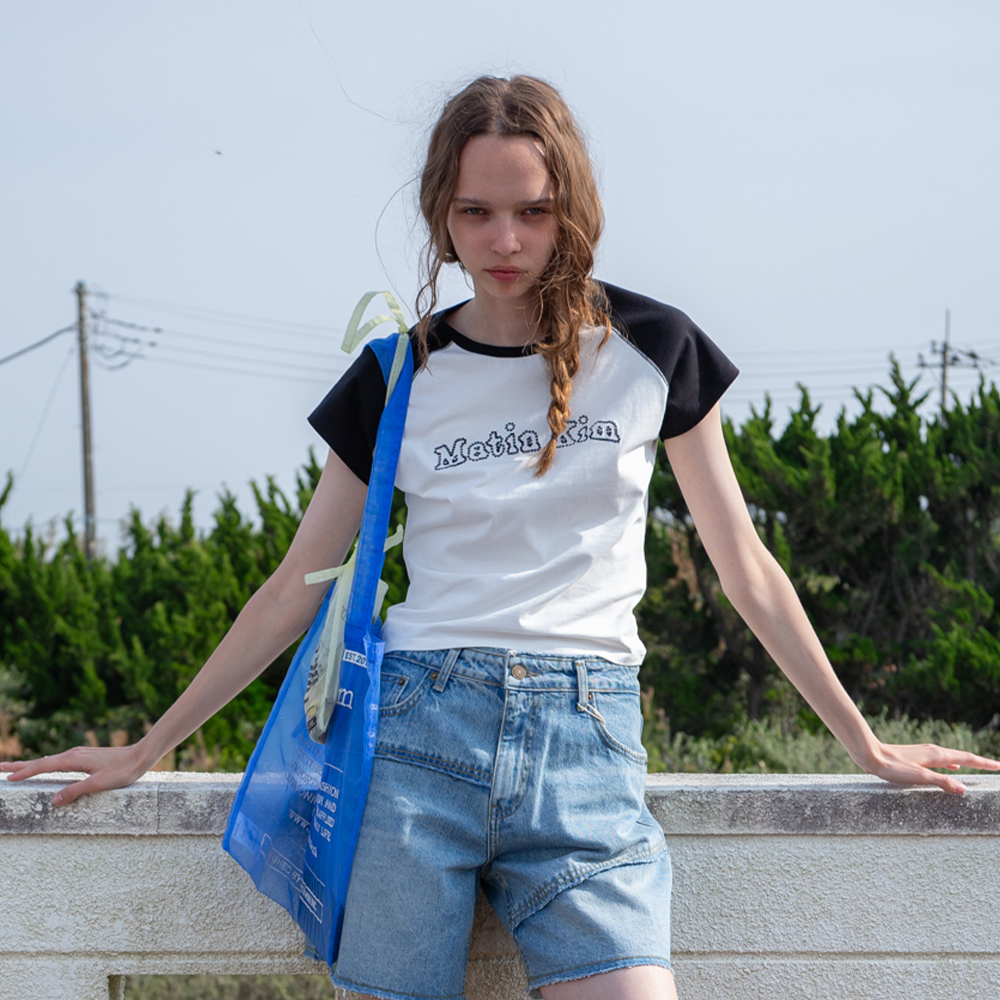 Tシャツ・カットソー [MATINKIM]flower stitch raglan logo top in pink MK2534TS049MPK_1.jpg