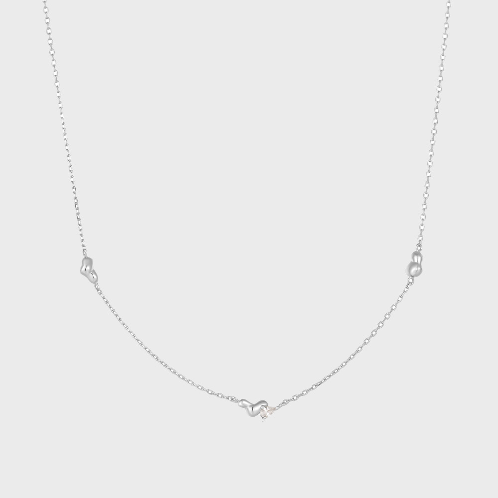 NO.597 [SILVER] WAVE TWO HOLD BALL NECKLACE - 감도 깊은 취향