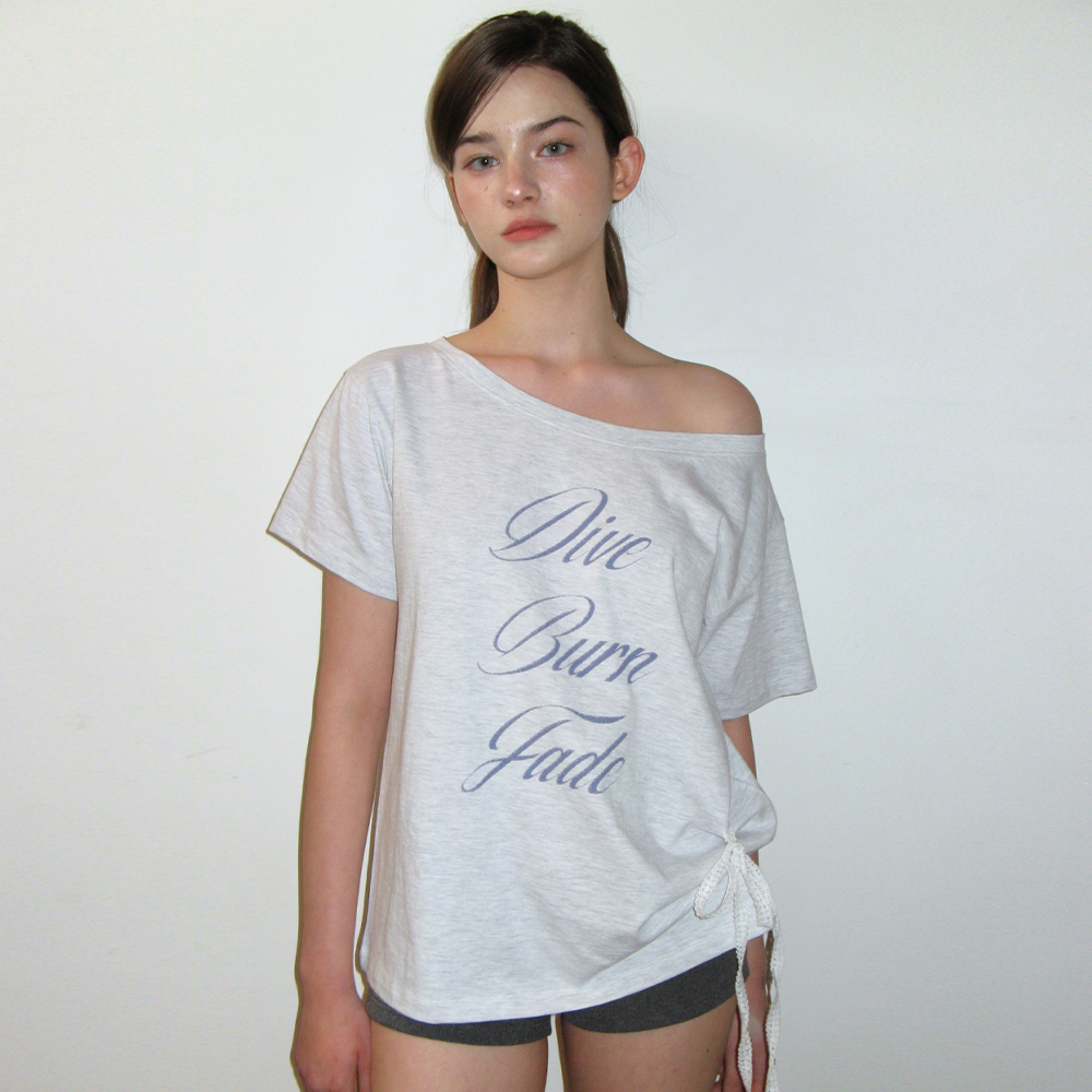 LACE STRING OFF SHOULDER TOP_MELANGE GREY - 감도 깊은 취향